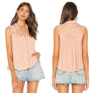 FREE PEOPLE Western Romance Rose Mesh Top Size XS